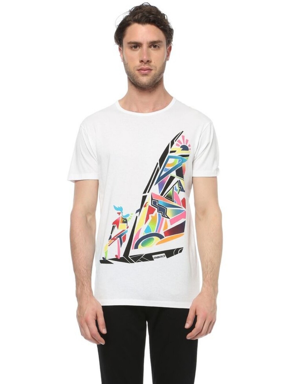 Marc By Marc Jacobs White Short-Sleeve Tee with Colorful Sail Graphic